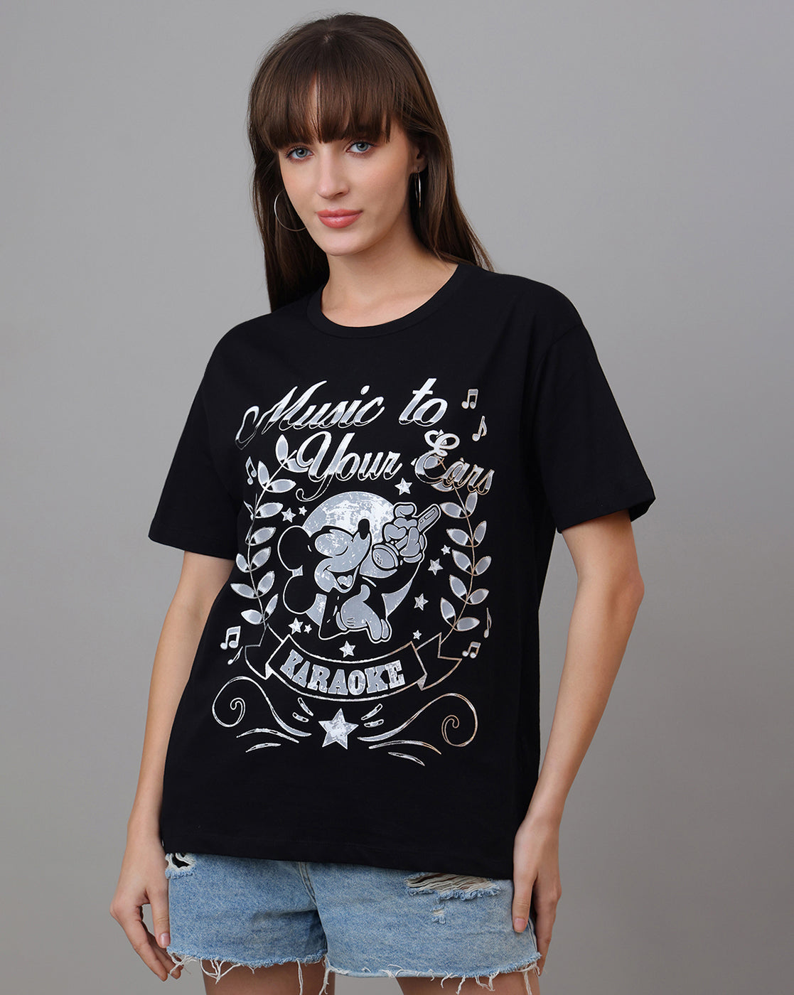 Mickey & Friends Printed Oversized Tshirt For Women