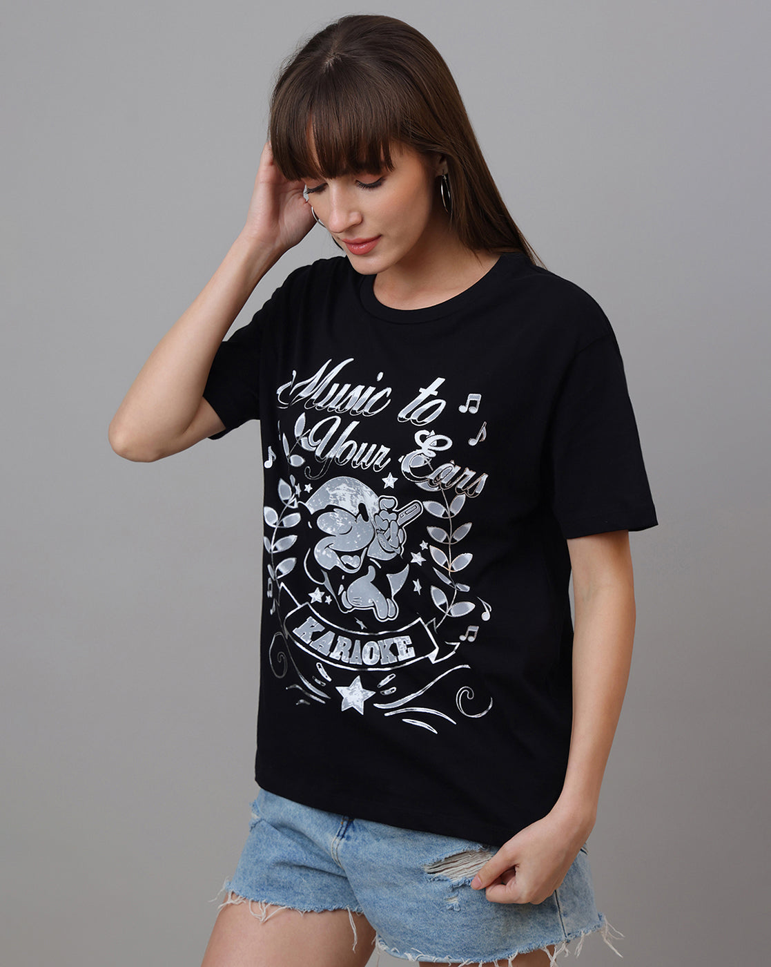 Mickey & Friends Printed Oversized Tshirt For Women