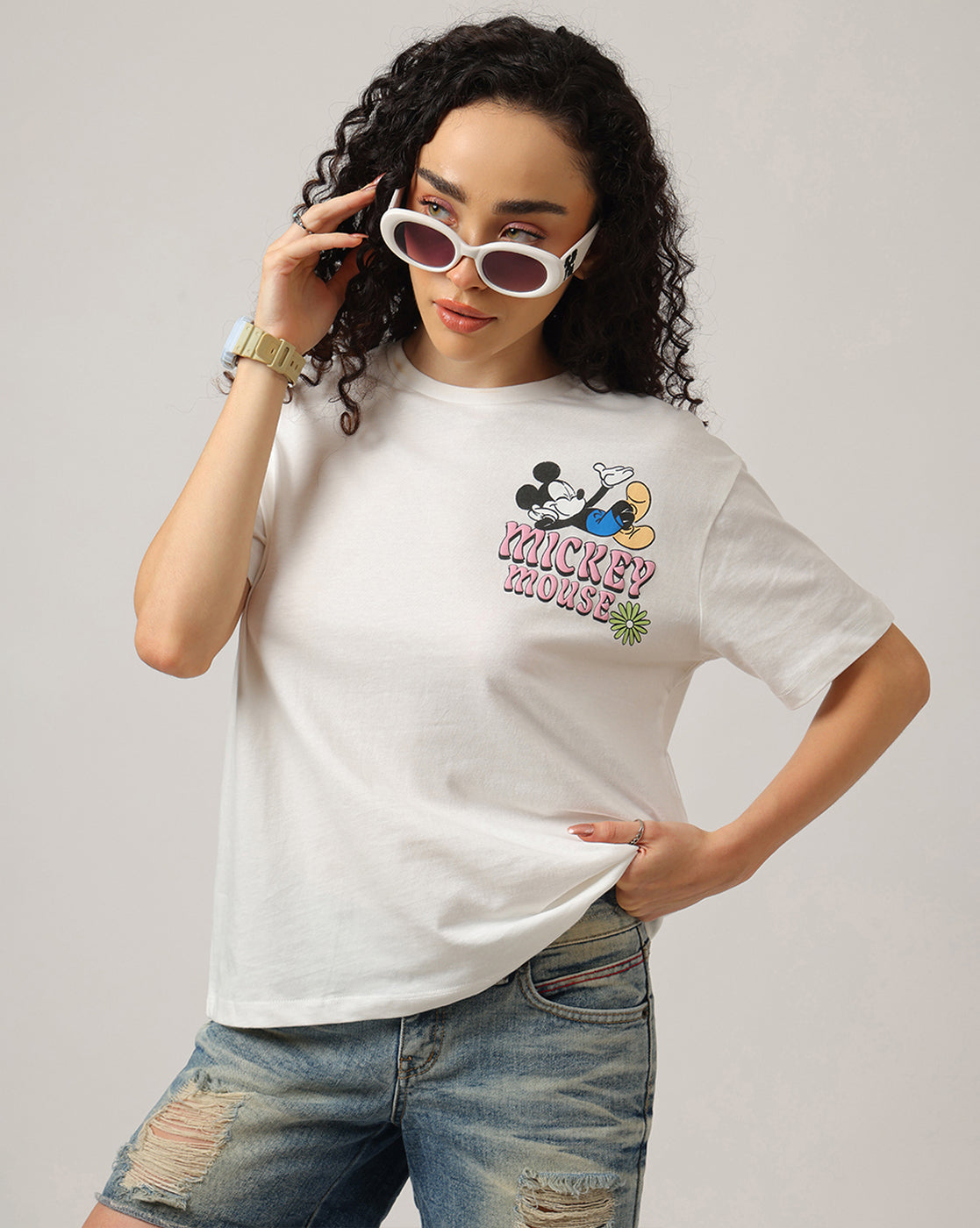 Mickey & Friends Printed Oversized Tshirt For Women