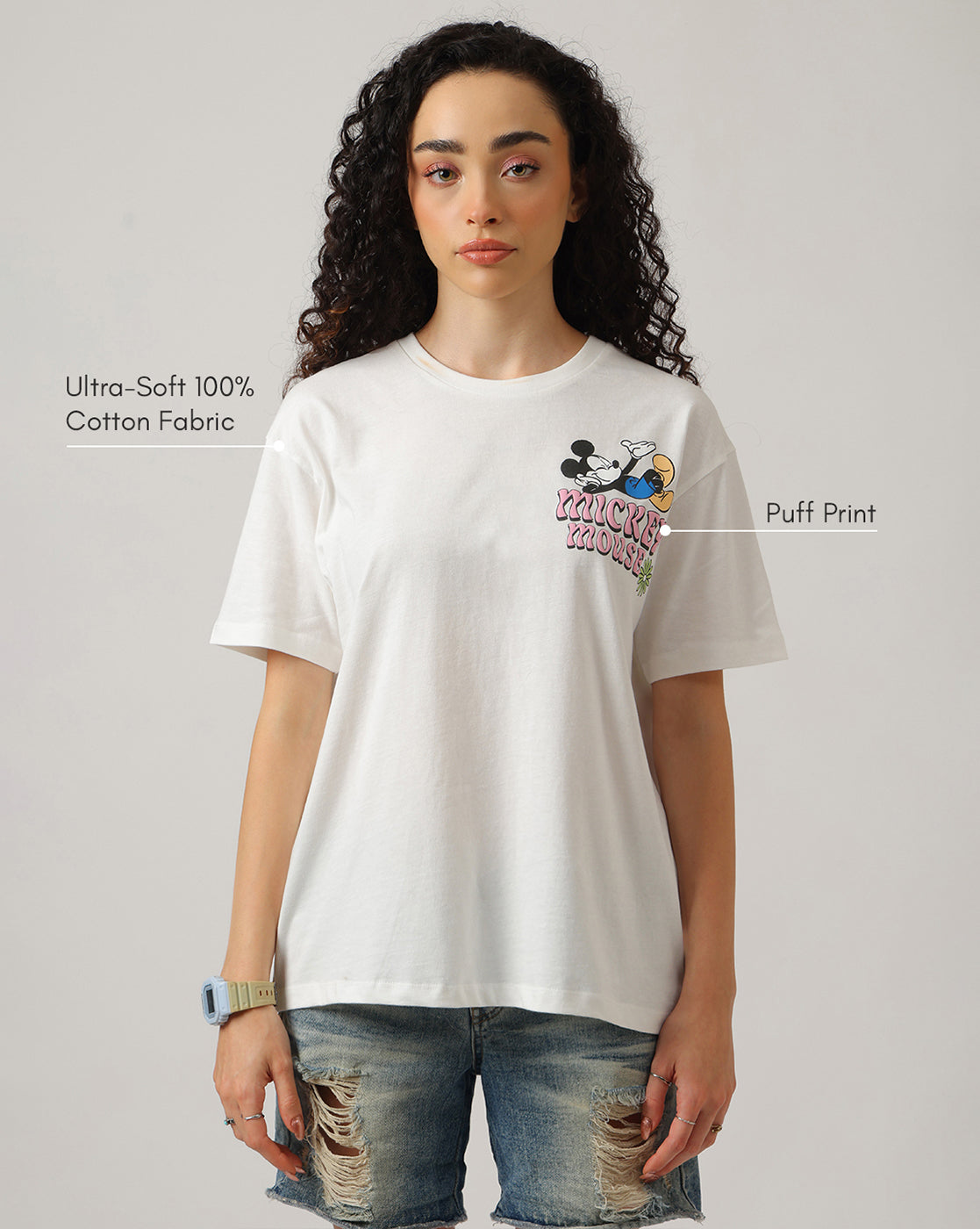 Mickey & Friends Printed Oversized Tshirt For Women