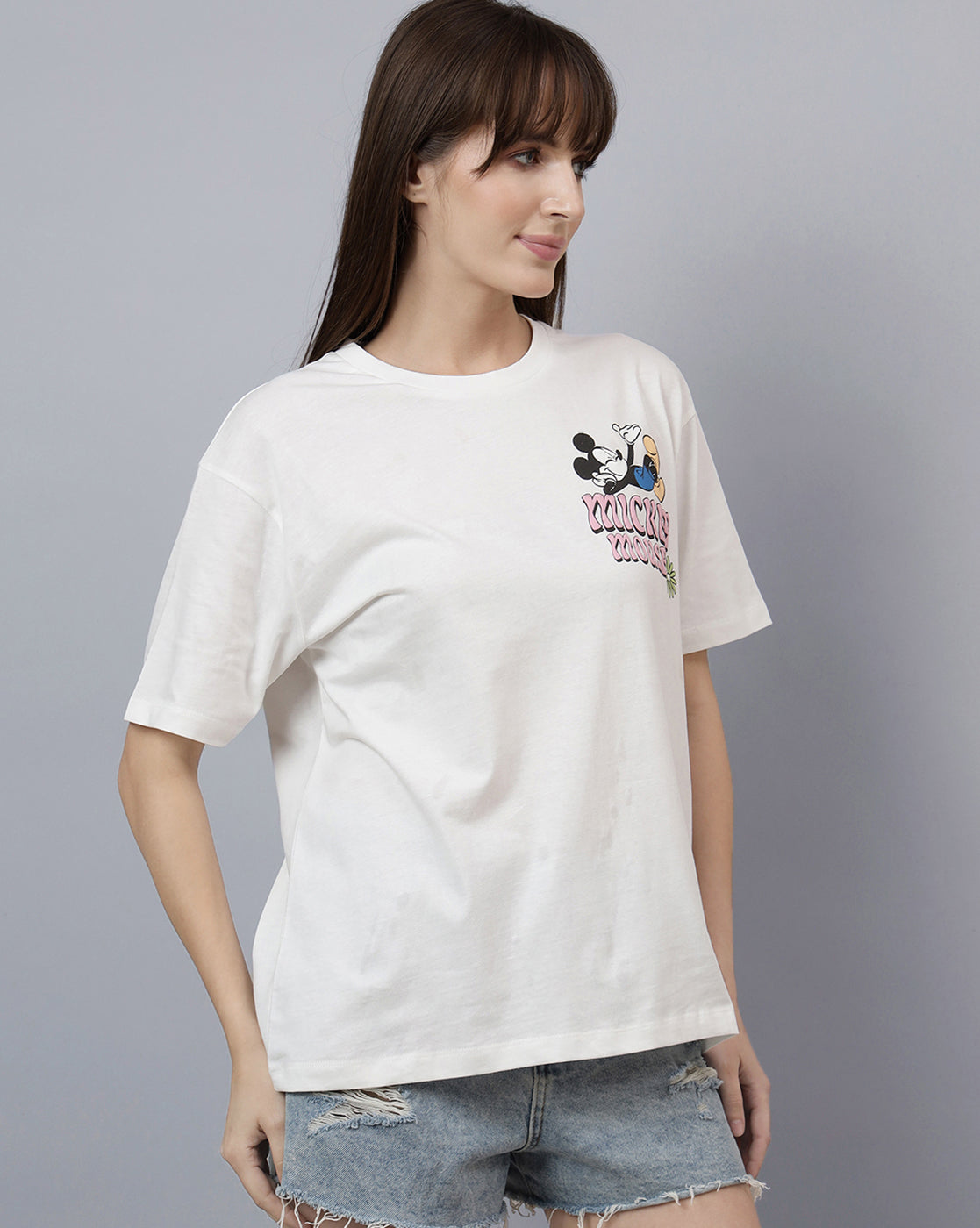 Mickey & Friends Printed Oversized Tshirt For Women