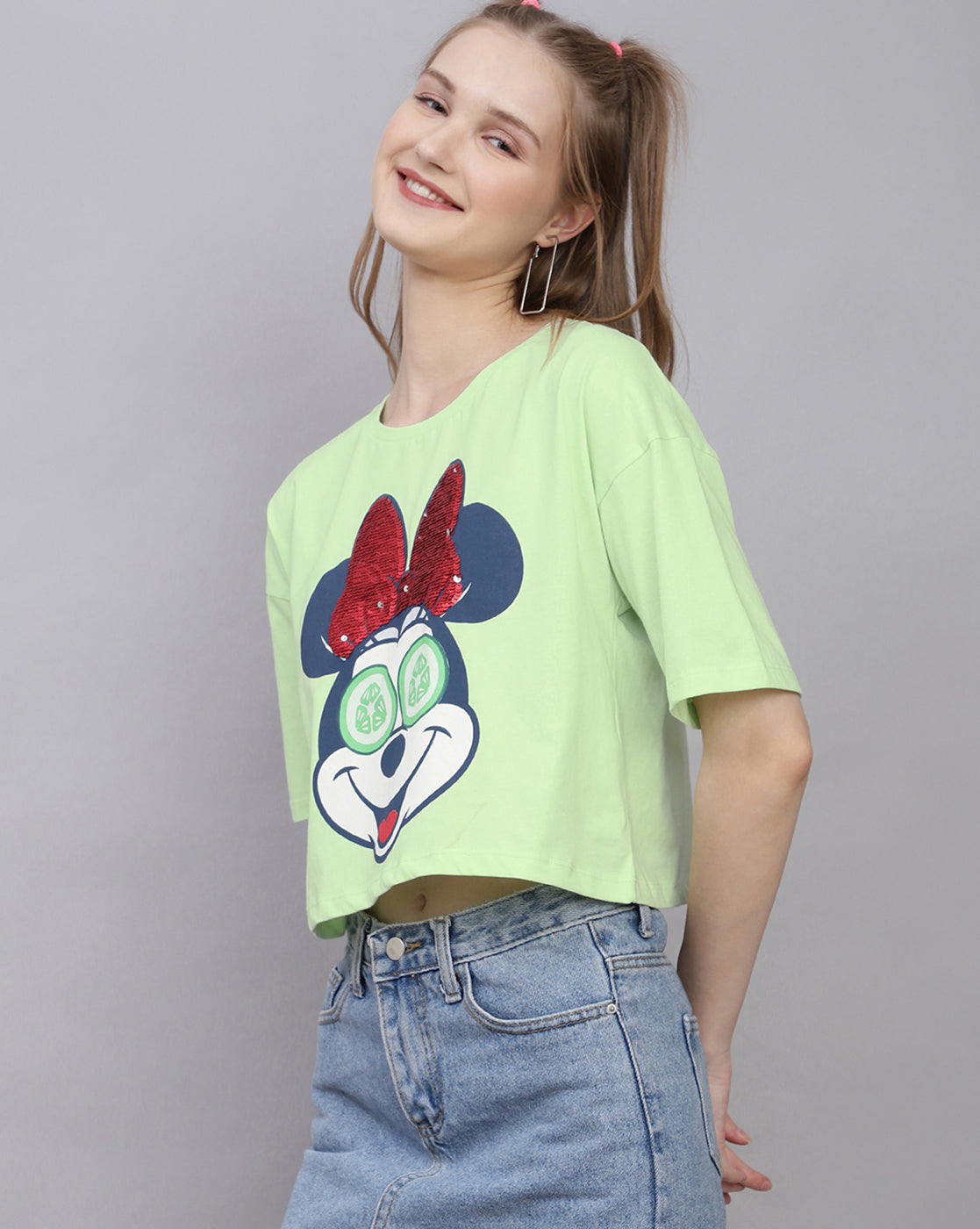 Mickey & Friends Printed Boxy Fit Tshirt For Women