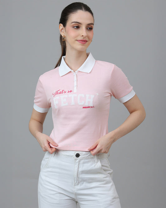 Mean Girls Printed Regular Cropped Polo-Tshirt For Women