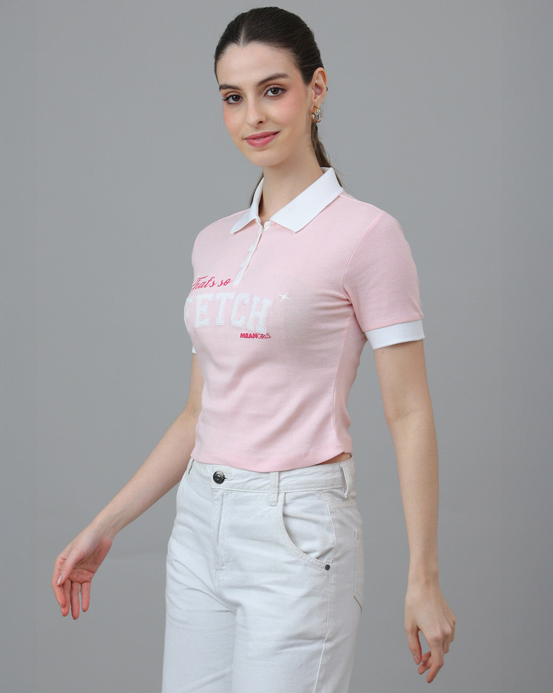 Mean Girls Printed Regular Cropped Polo-Tshirt For Women