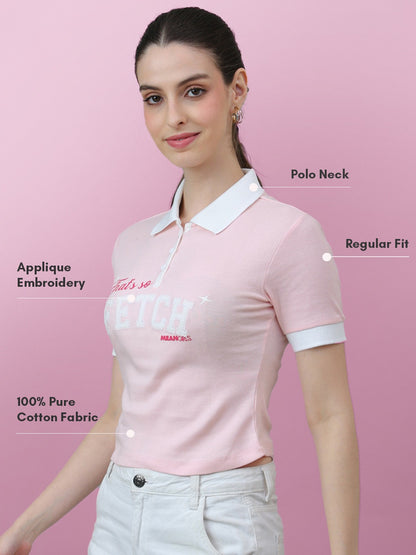 Mean Girls Embroidered Fitted Polo Tshirt Women