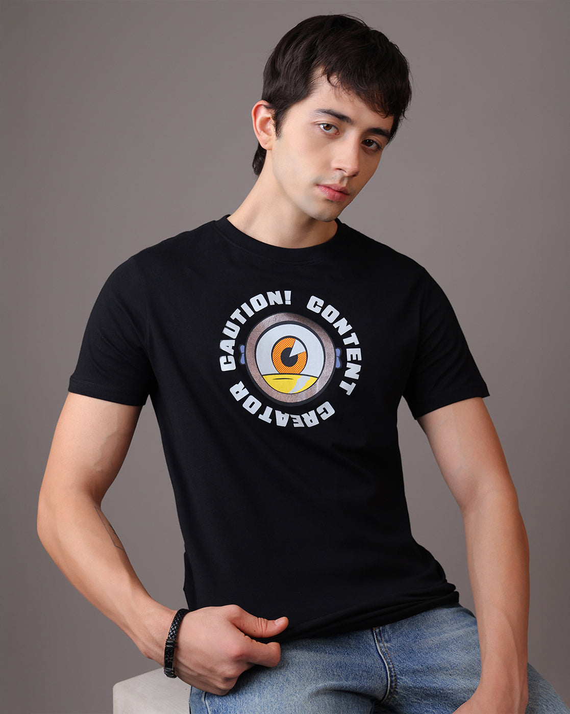Minions Caution Regular Fit Tshirt Men