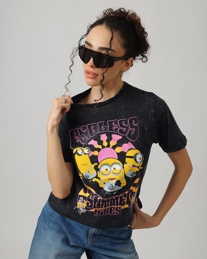 Minions Acid Wash Regular Fit Tshirt