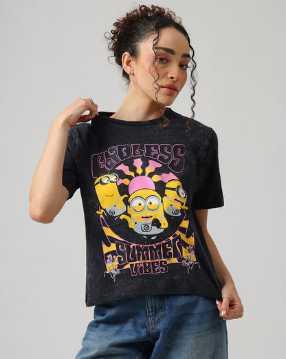 Minions Acid Wash Regular Fit Tshirt