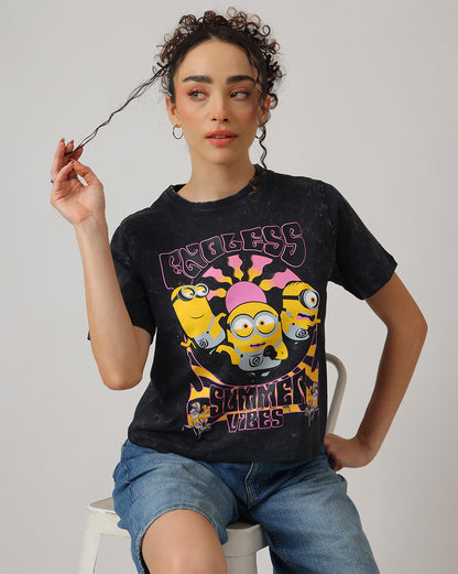 Minions Acid Wash Regular Fit Tshirt