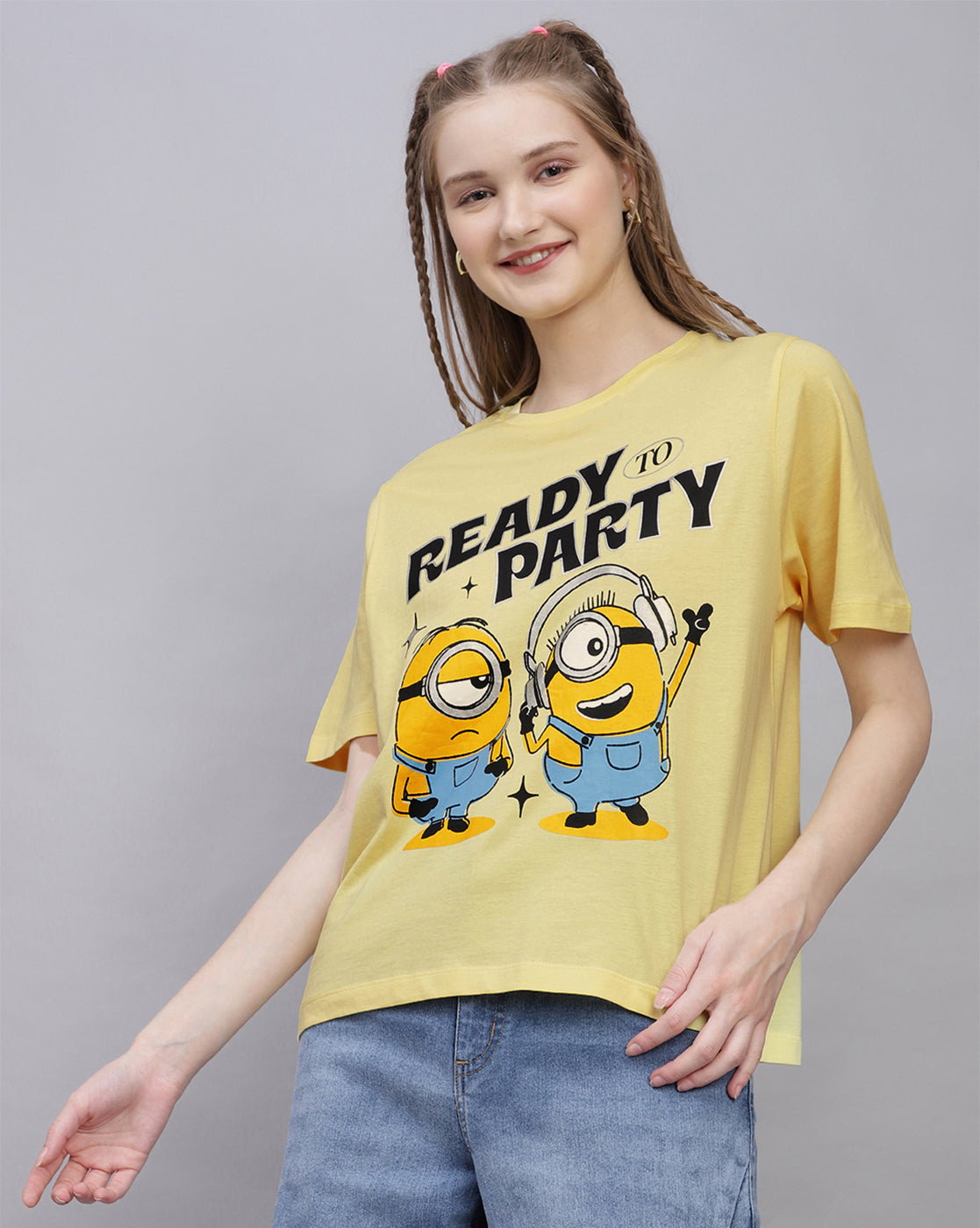 Minions Printed Regular Fit Tshirt For Women