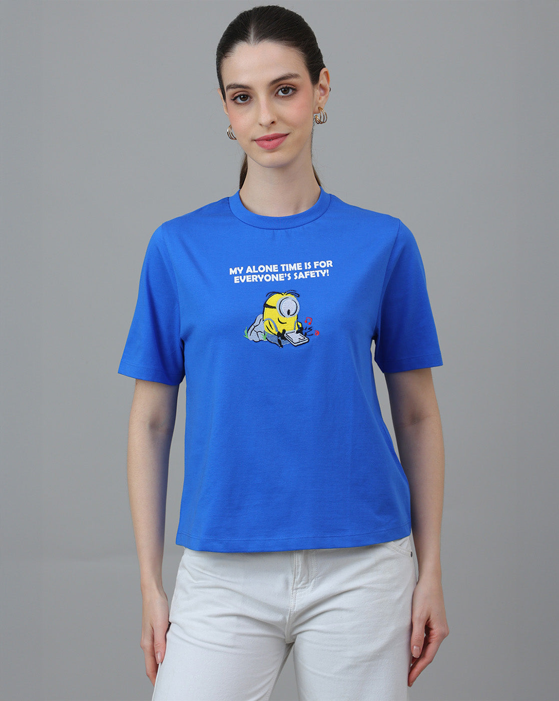 Minions Printed Regular Fit Tshirt For Women