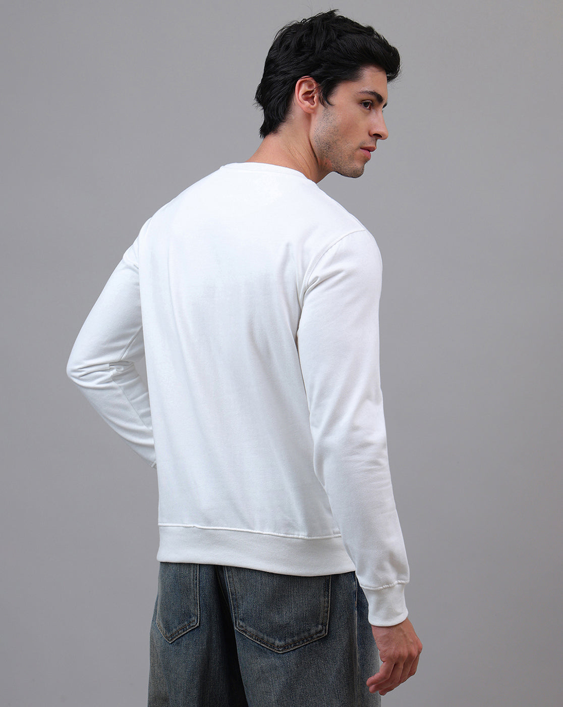 Naruto Anime Printed Regular Fit Off White Sweatshirt For Men