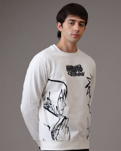 Naruto Anime  Regular Fit Off White Sweatshirt  Men