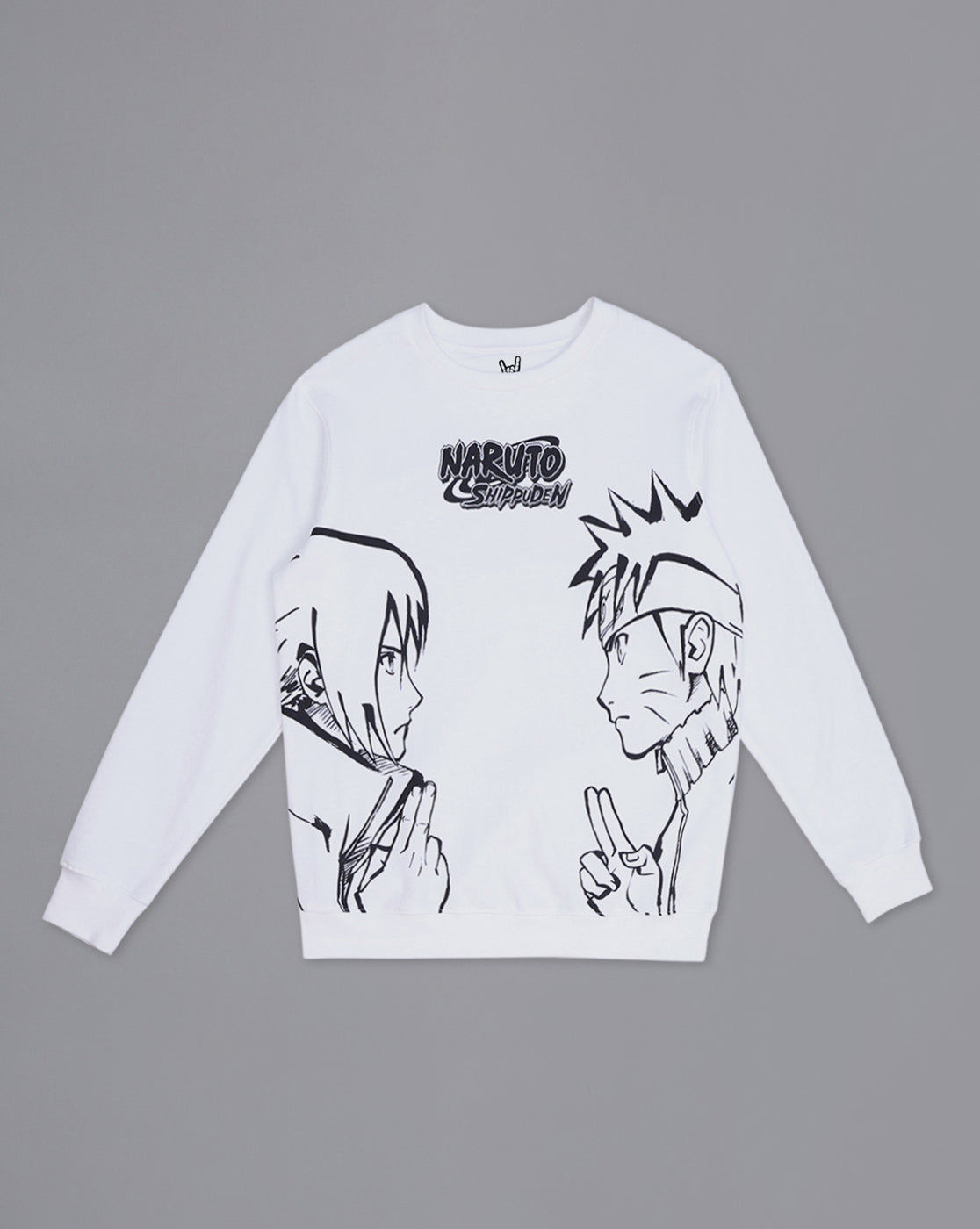 Naruto Anime Printed Regular Fit Off White Sweatshirt For Men