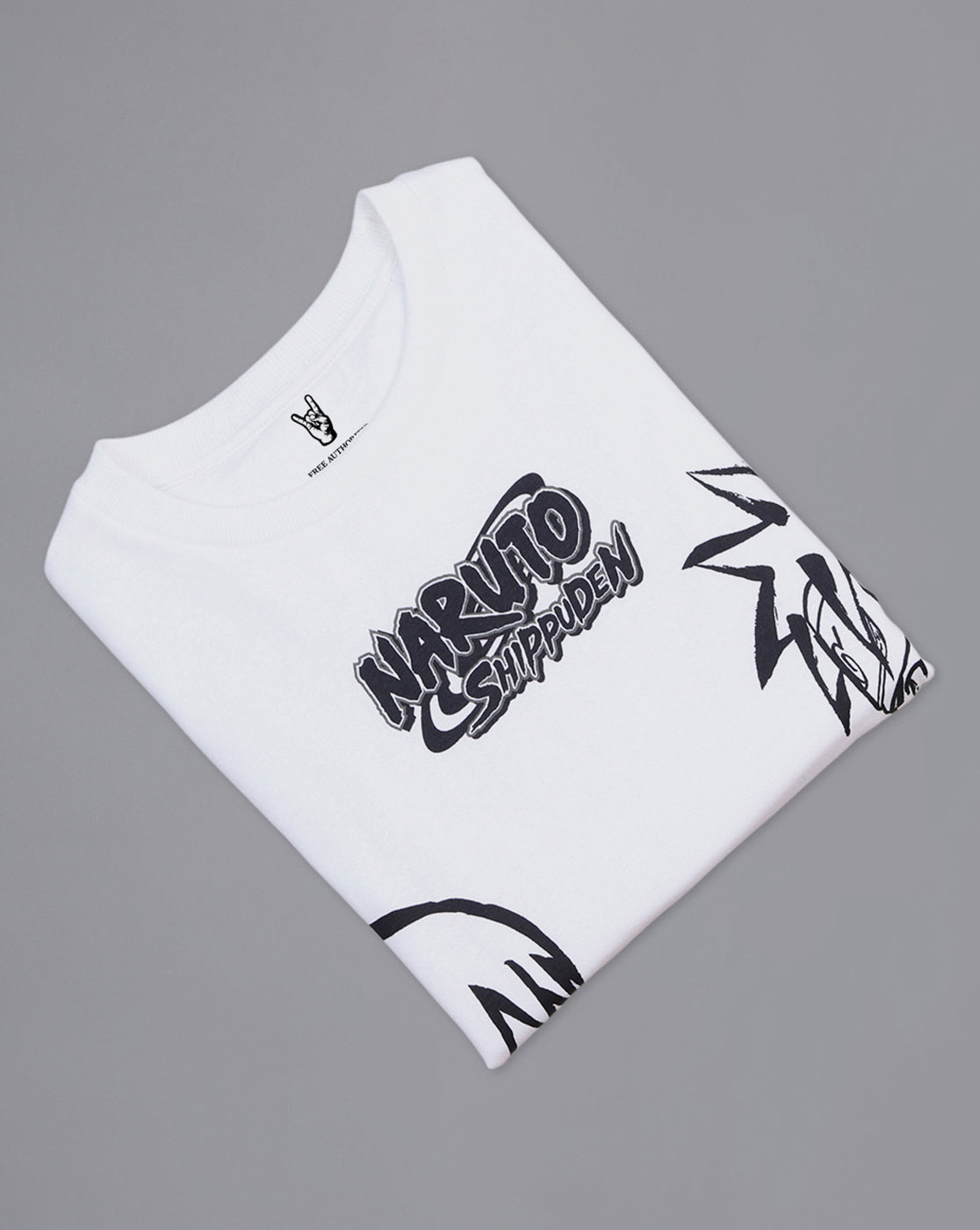 Naruto Anime Printed Regular Fit Off White Sweatshirt For Men