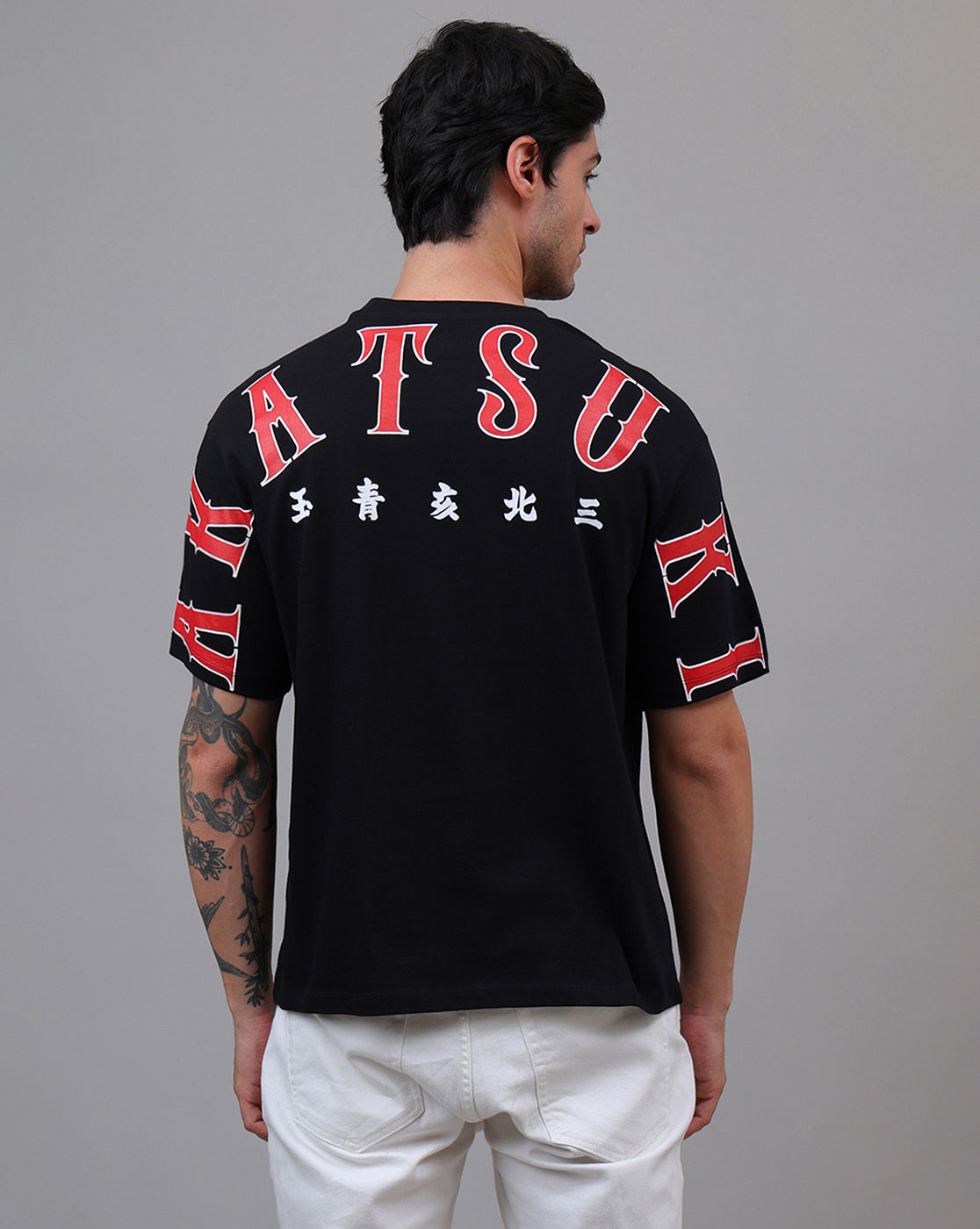 Naruto Akatsuki Anime Printed Pure Cotton Black Oversized Tshirt For Men