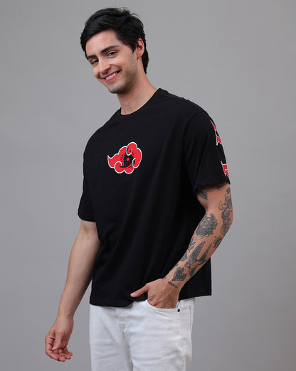 Naruto Akatsuki Anime  Pure Cotton Black Oversized Tshirt  Men
