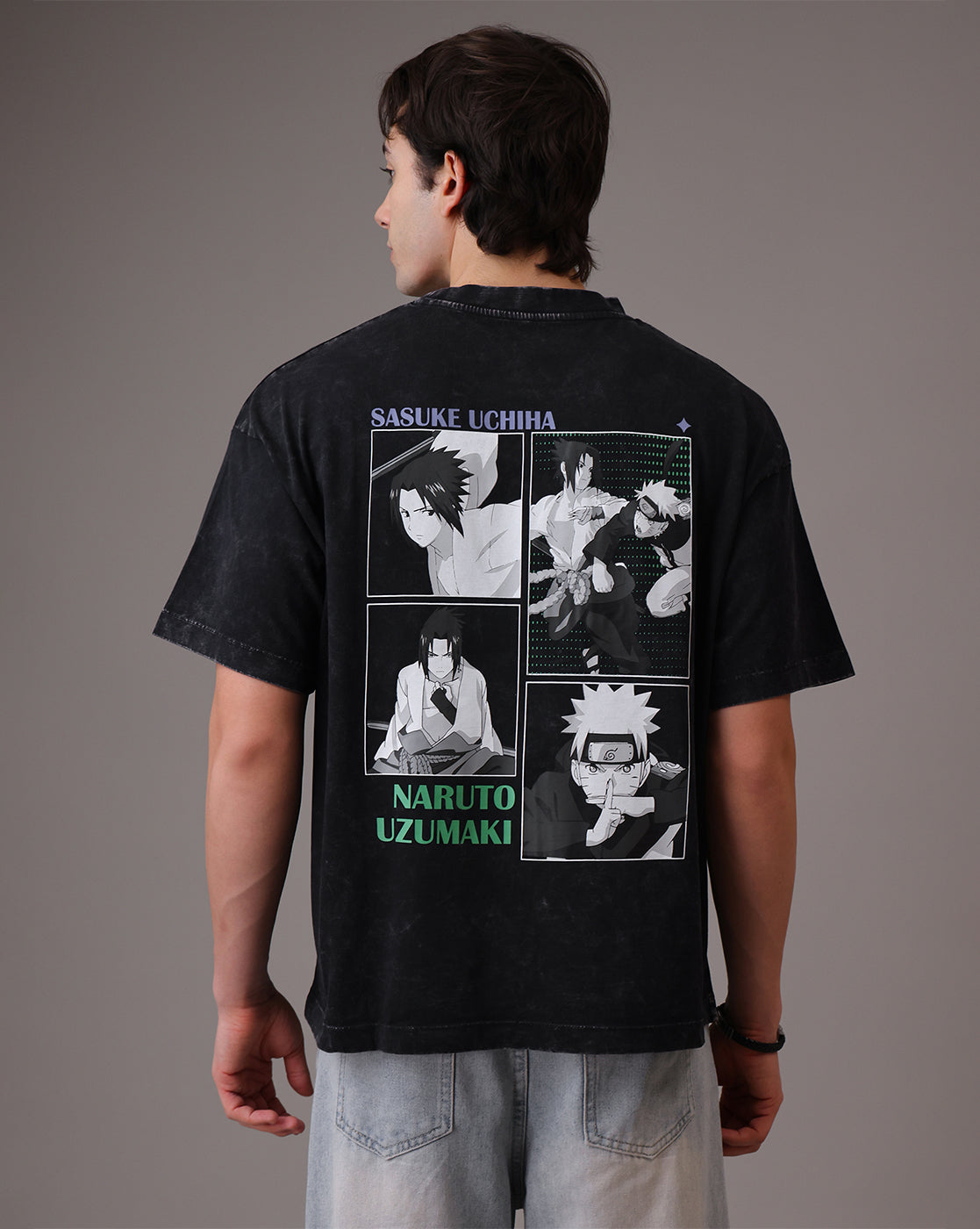 Sasuke Uchiha and Naruto Uzumaki  Oversized Tshirt  Men