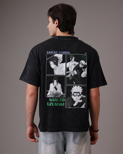 Sasuke Uchiha and Naruto Uzumaki  Oversized Tshirt  Men