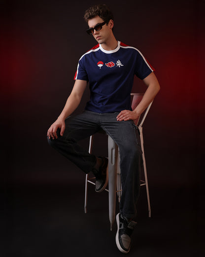 Naruto Uchiha & Akatsuki Embroidered Relaxed Fit Tshirt Men