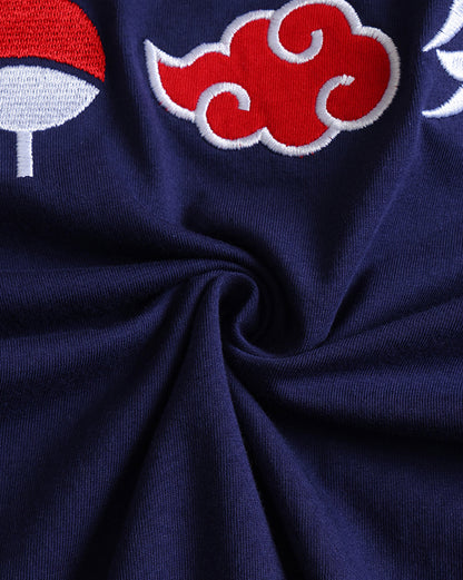 Naruto Uchiha & Akatsuki Embroidered Relaxed Fit Tshirt Men