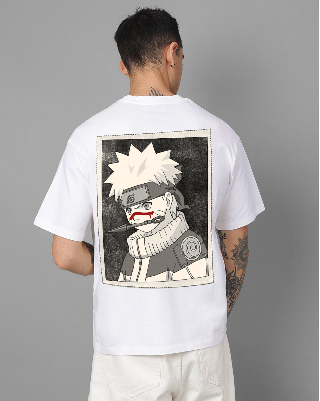 Naruto White Oversized Tshirt Men
