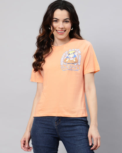 Naruto Peach Regular Fit Tshirt Women