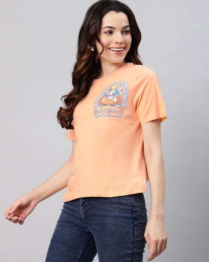 Naruto Peach Regular Fit Tshirt Women