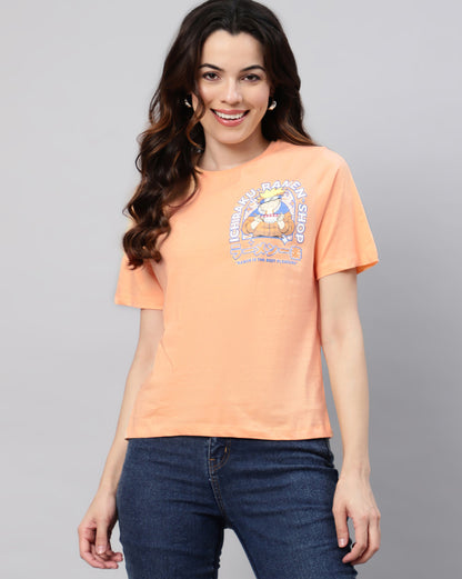 Naruto Peach Regular Fit Tshirt Women