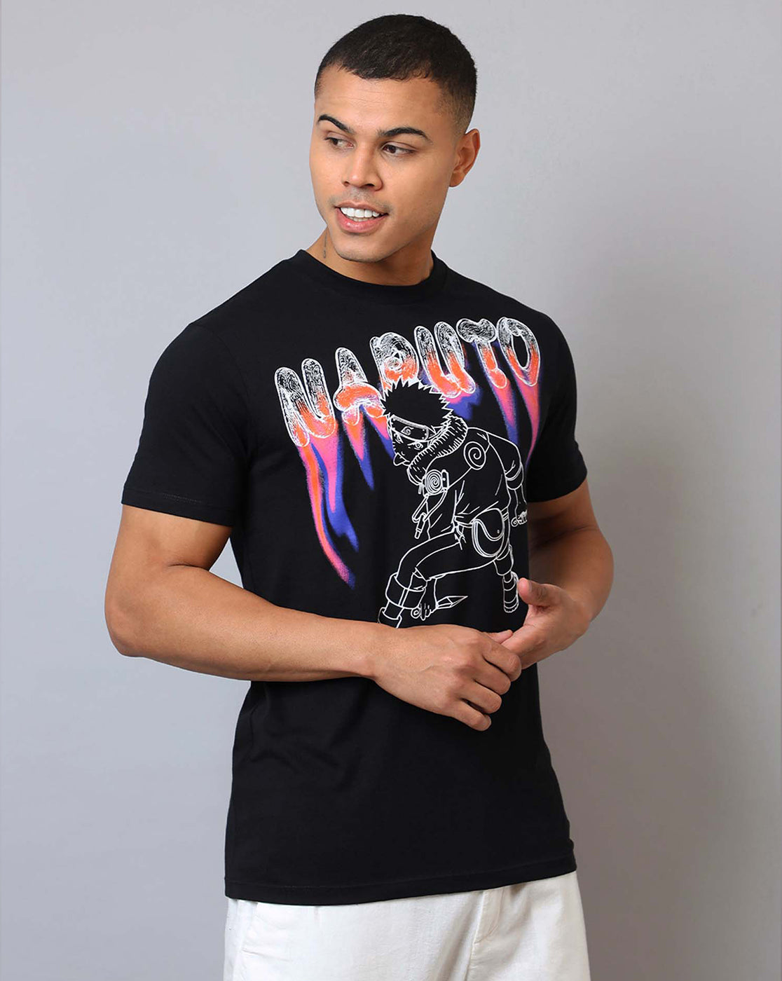 Naruto Printed Regular Fit Tshirt For Men