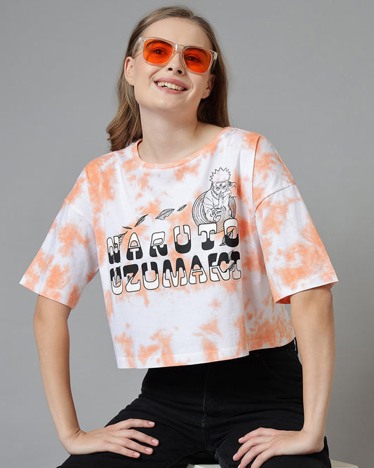 Naruto Printed Oversized Crop Fit Tshirt For Women