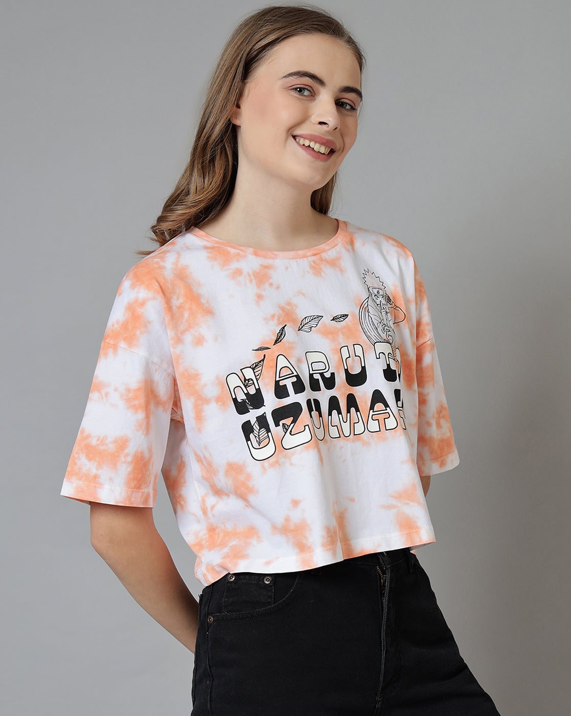 Naruto Printed Oversized Crop Fit Tshirt For Women