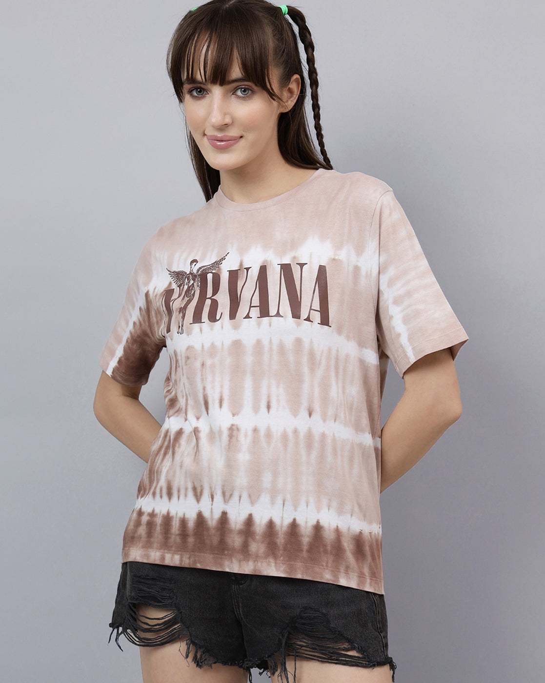 Nirvana Printed Regular Fit Tshirt For Women