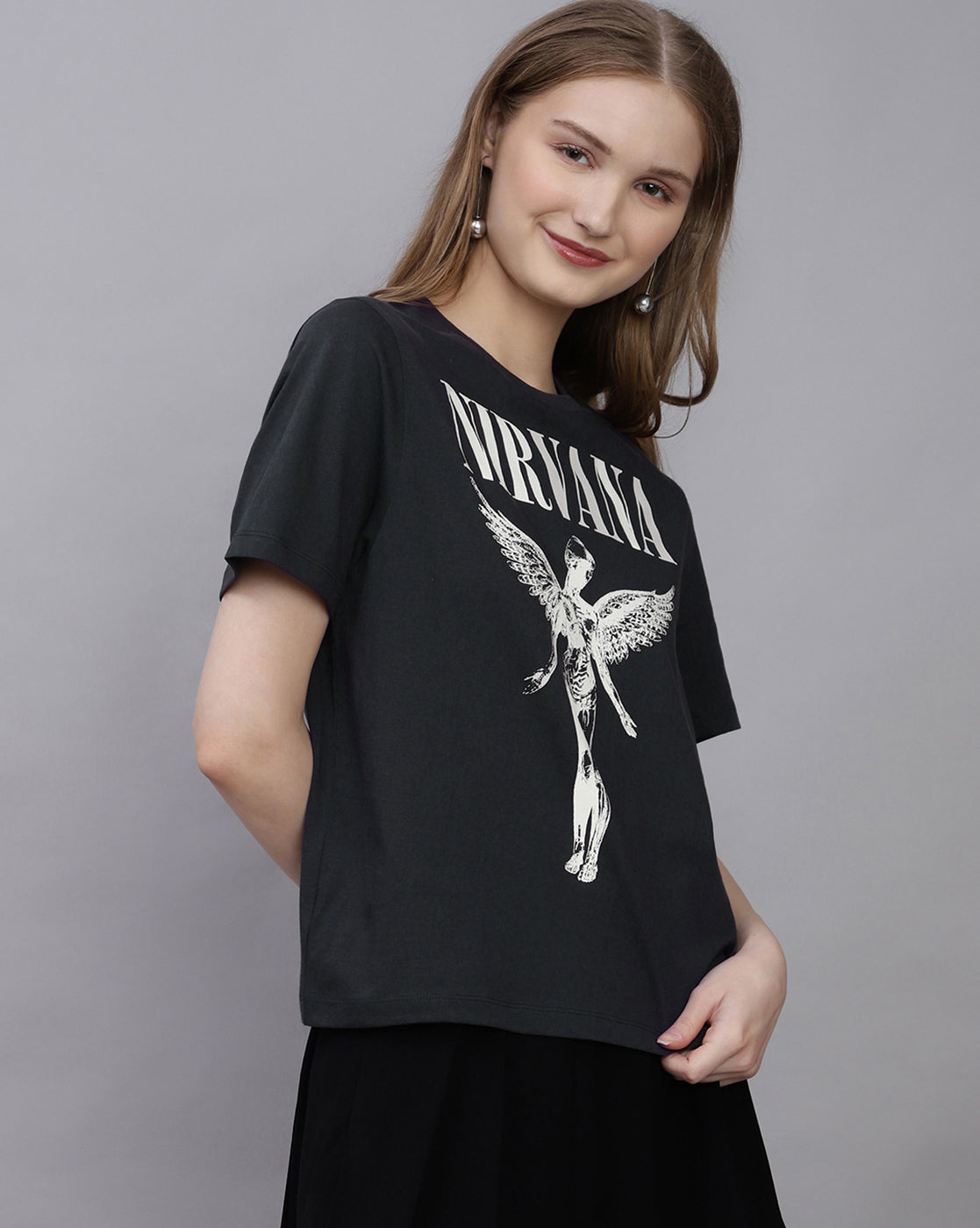Nirvana Printed Regular Fit Tshirt For Women