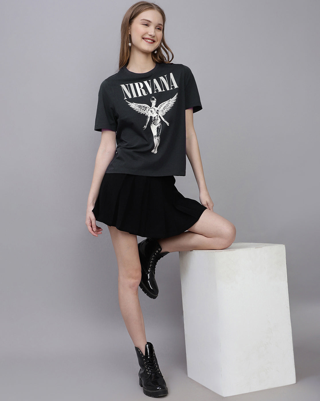 Nirvana Printed Regular Fit Tshirt For Women
