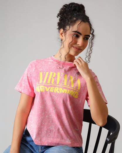 Nirvana Acid Wash Regular Fit Tshirt Women