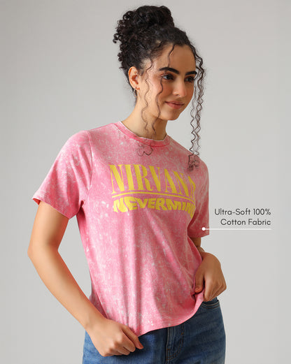 Nirvana Acid Wash Regular Fit Tshirt Women