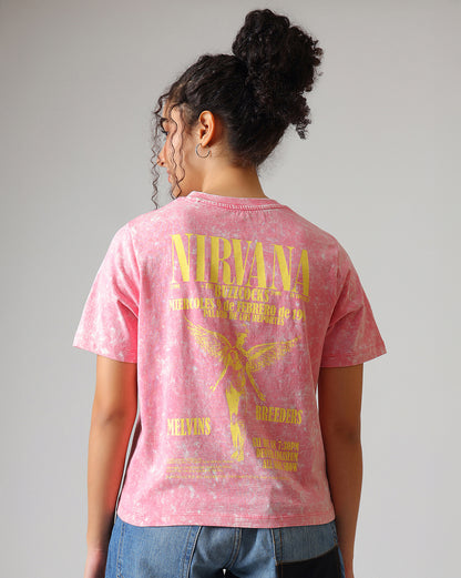 Nirvana Acid Wash Regular Fit Tshirt Women