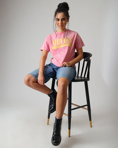 Nirvana Acid Wash Regular Fit Tshirt Women