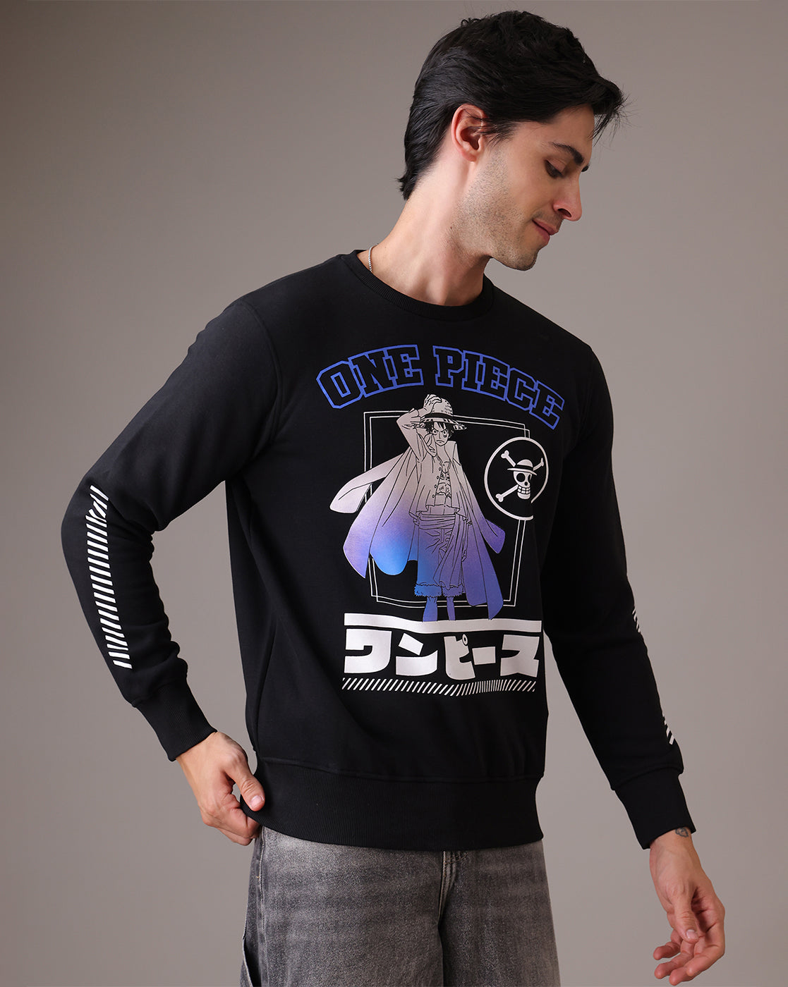 One Piece Black Sweatshirt Men