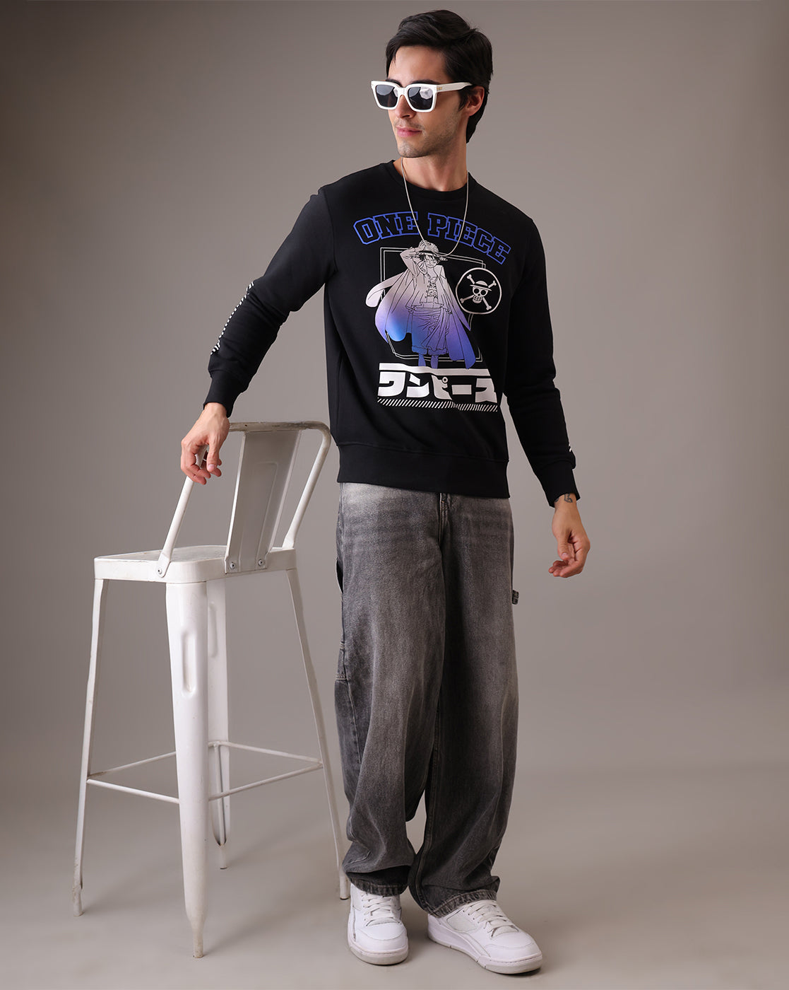 One Piece Black Sweatshirt Men