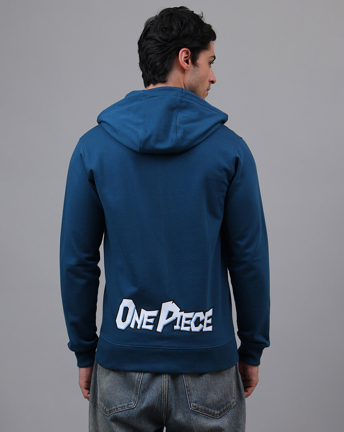 One Piece Printed Regular Fit Hoodie For Men