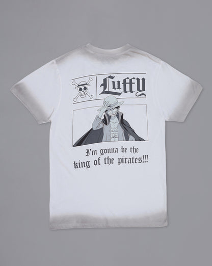 One Piece: Luffy Anime  Pure Cotton Off White Regular Fit Tshirt  Men
