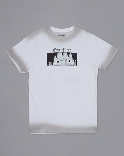 One Piece: Luffy Anime  Pure Cotton Off White Regular Fit Tshirt  Men