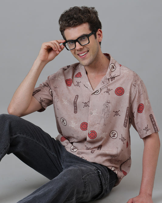 One Piece Printed Relaxed Fit Shirt For Men