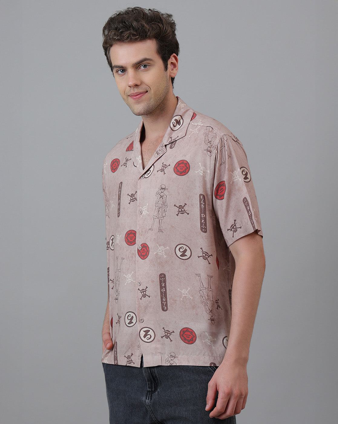 One Piece Printed Relaxed Fit Shirt For Men