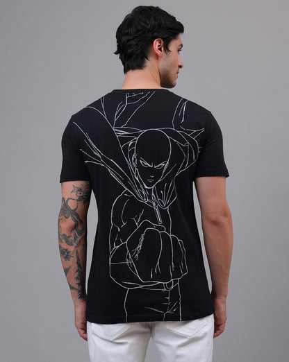 One Punch Man Saitama Black Regular Fit Tshirt  Men