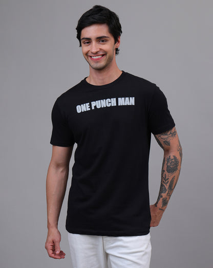 One Punch Man Saitama Black Regular Fit Tshirt  Men