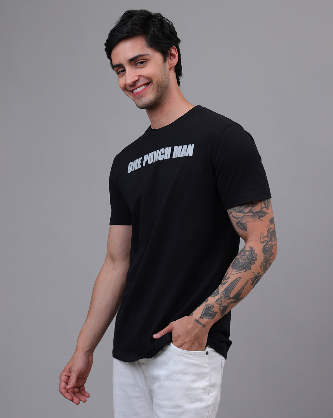 One Punch Man Saitama Black Regular Fit Tshirt For Men