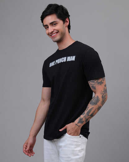 One Punch Man Saitama Black Regular Fit Tshirt  Men